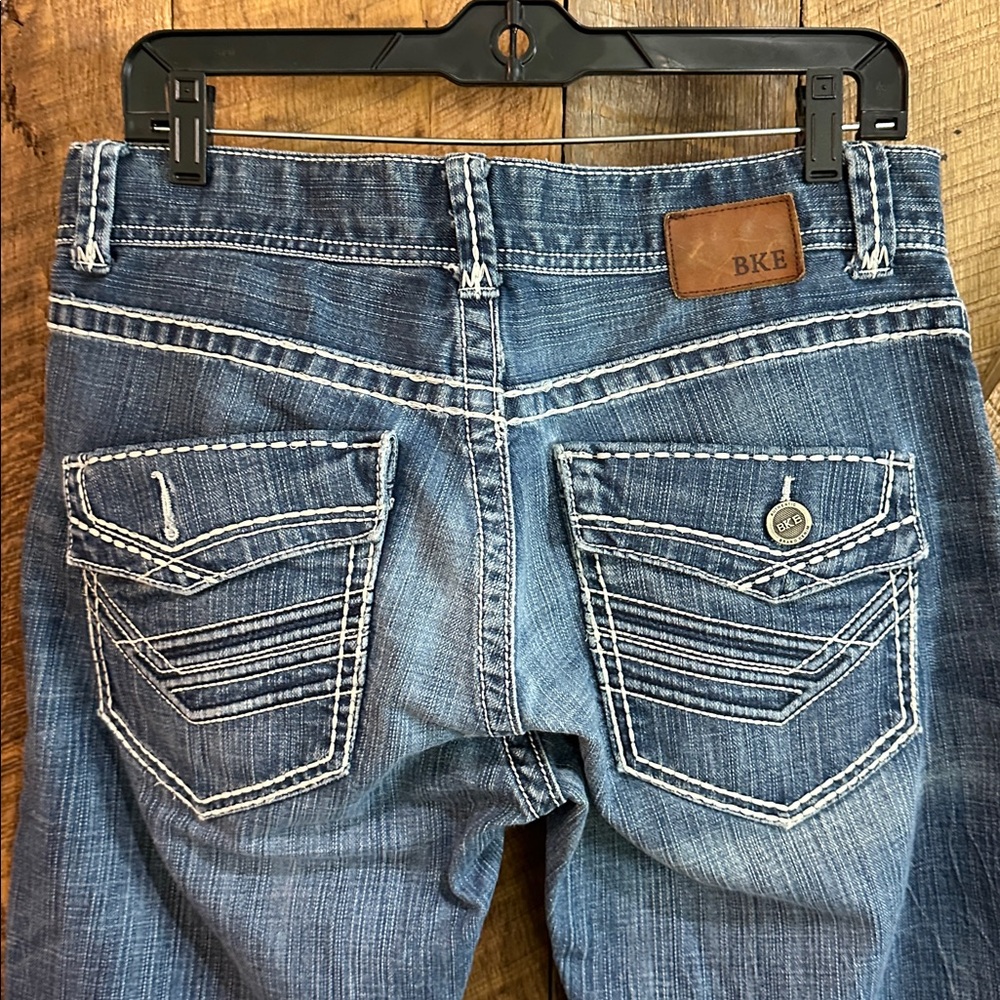 BKE Denim Justin Size 32S 3 Button Fly Flap Back Pockets Bootcut -E4 - Picture 7 of 13